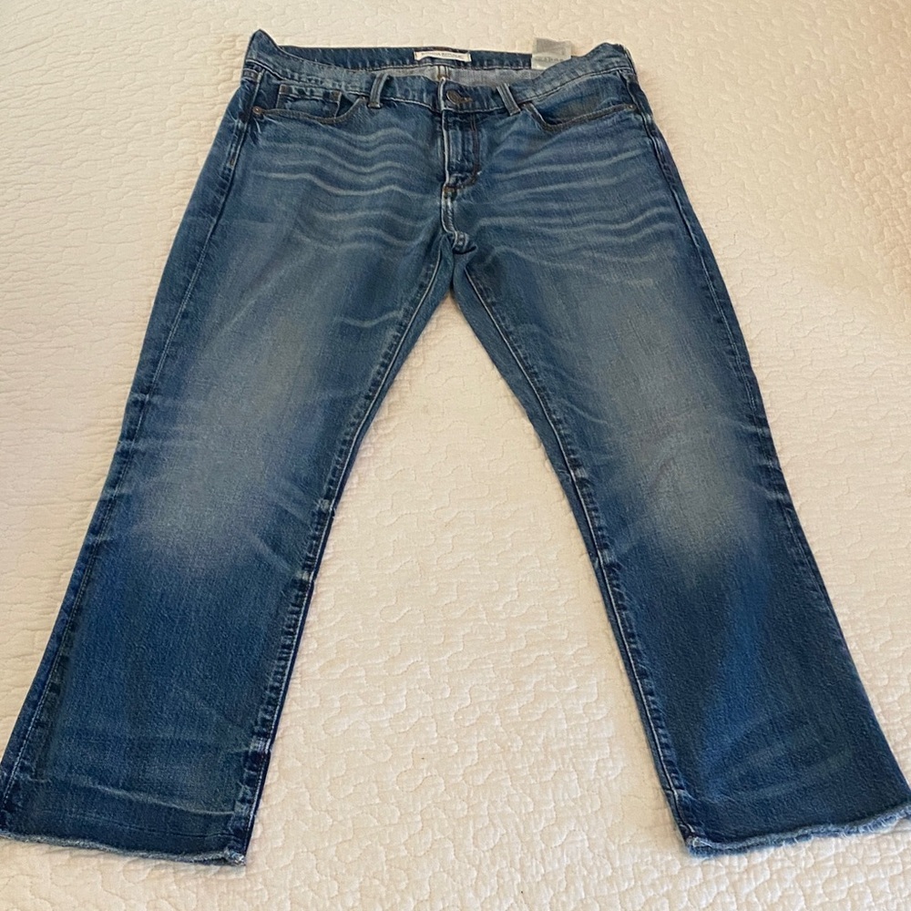 Banana Republic Faded Blue Denim Cropped Flare Jeans - Picture 2 of 8